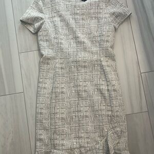 Ann Taylor Textured Gray Midi Dress